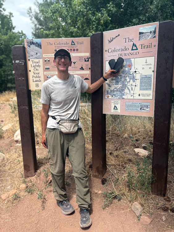 Joel Hirsch finishing 491 miles along the Colorado Trail in his Elite Feet USA orthotics